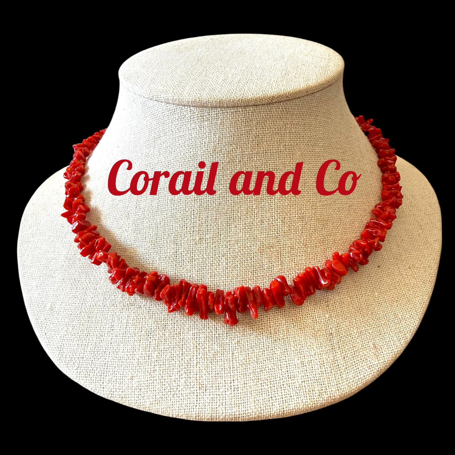 a) Ras du cou Corail traditionnel /Plaqué Or 42 cm