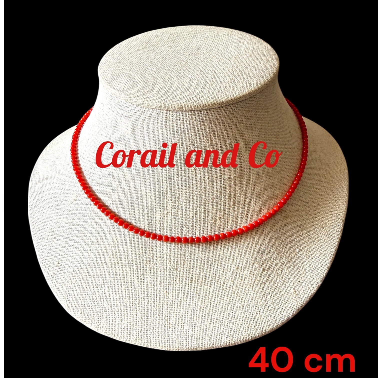 AB) Ras du cou en corail perles fines 3mm ,40 cm fermoir argent ou plaqué or 