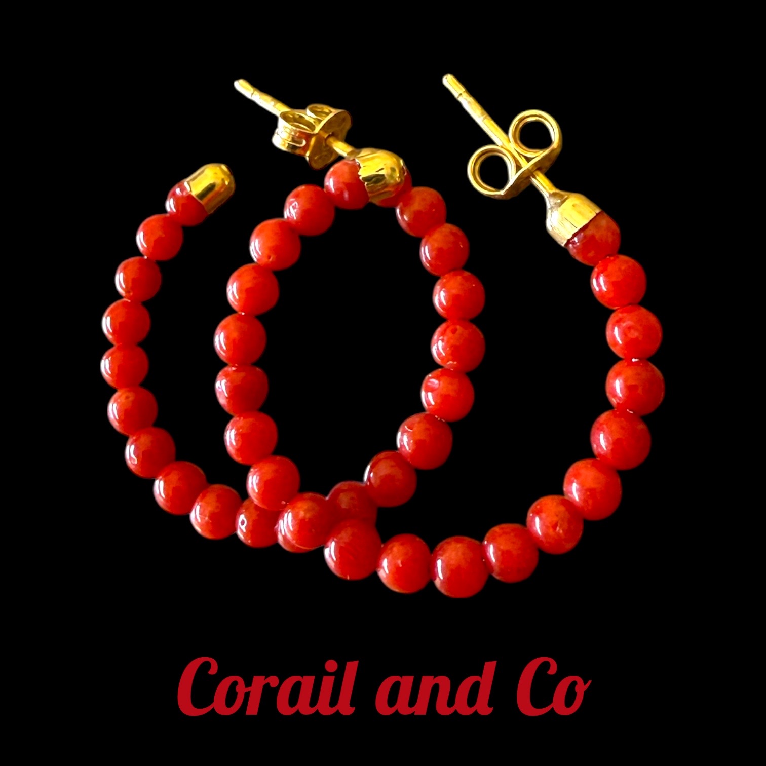 ab Créoles en perles de corail / plaqué or