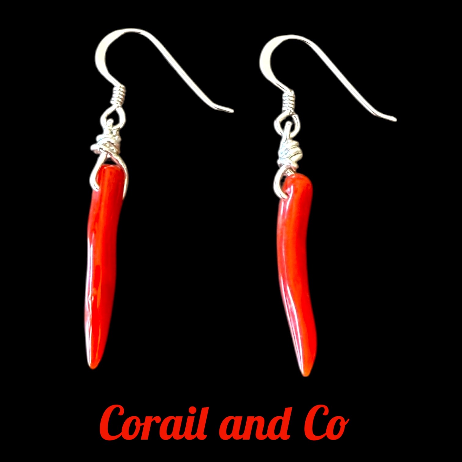 A Boucles d'oreilles cornes d'abondance en corail