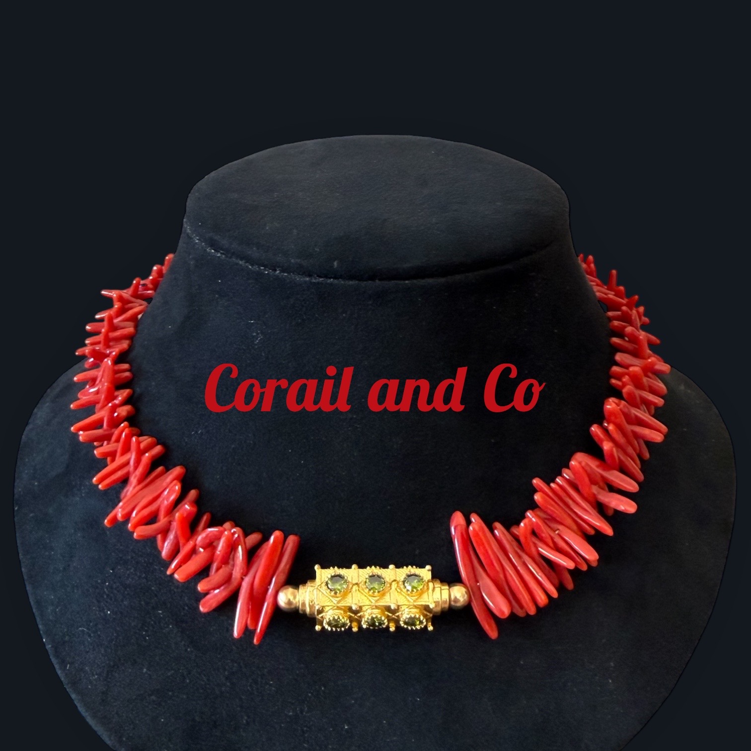 abc) Ras du cou Corail grande amulette Bollywood