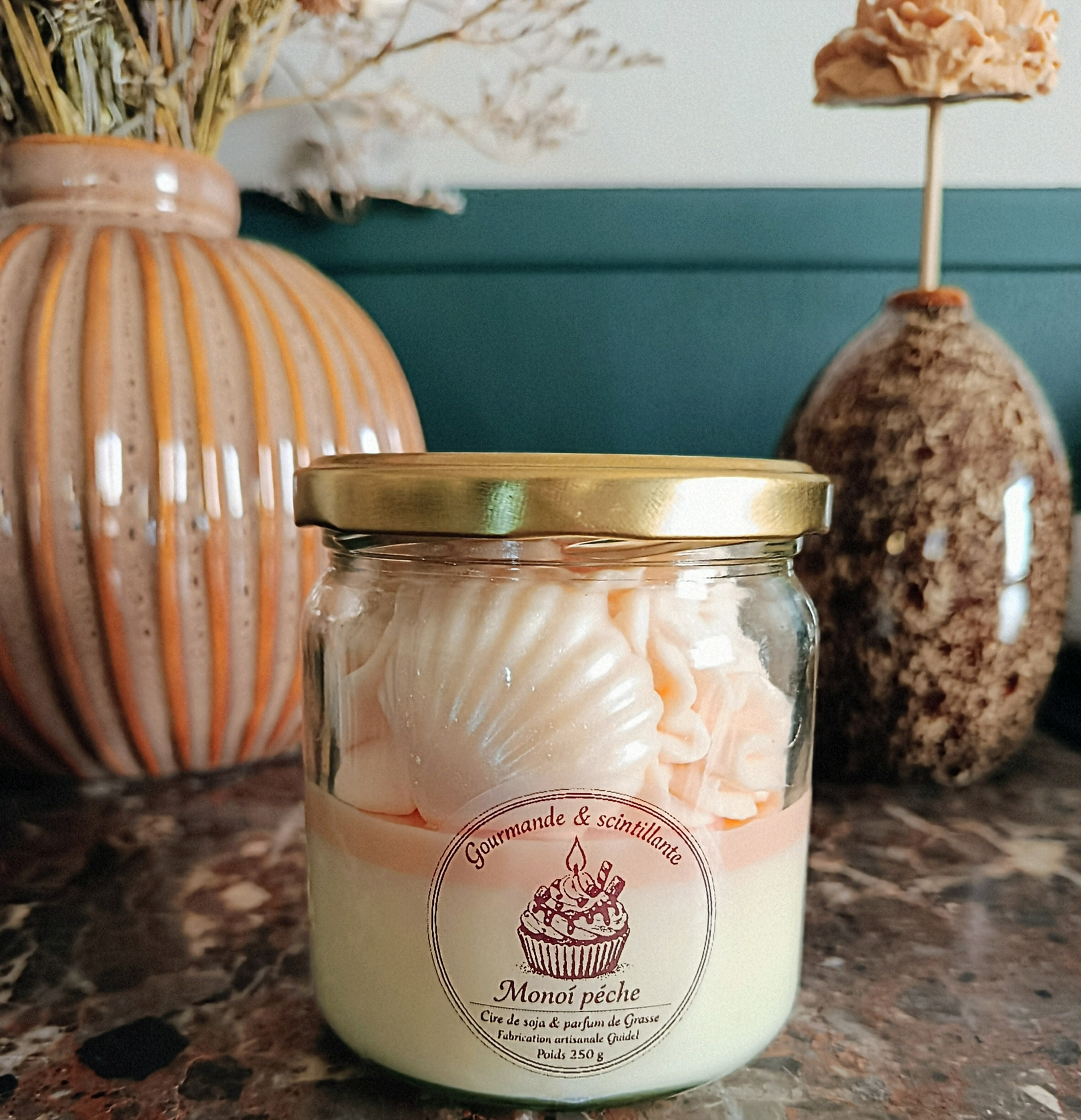 bougie gourmande monoï pêche  