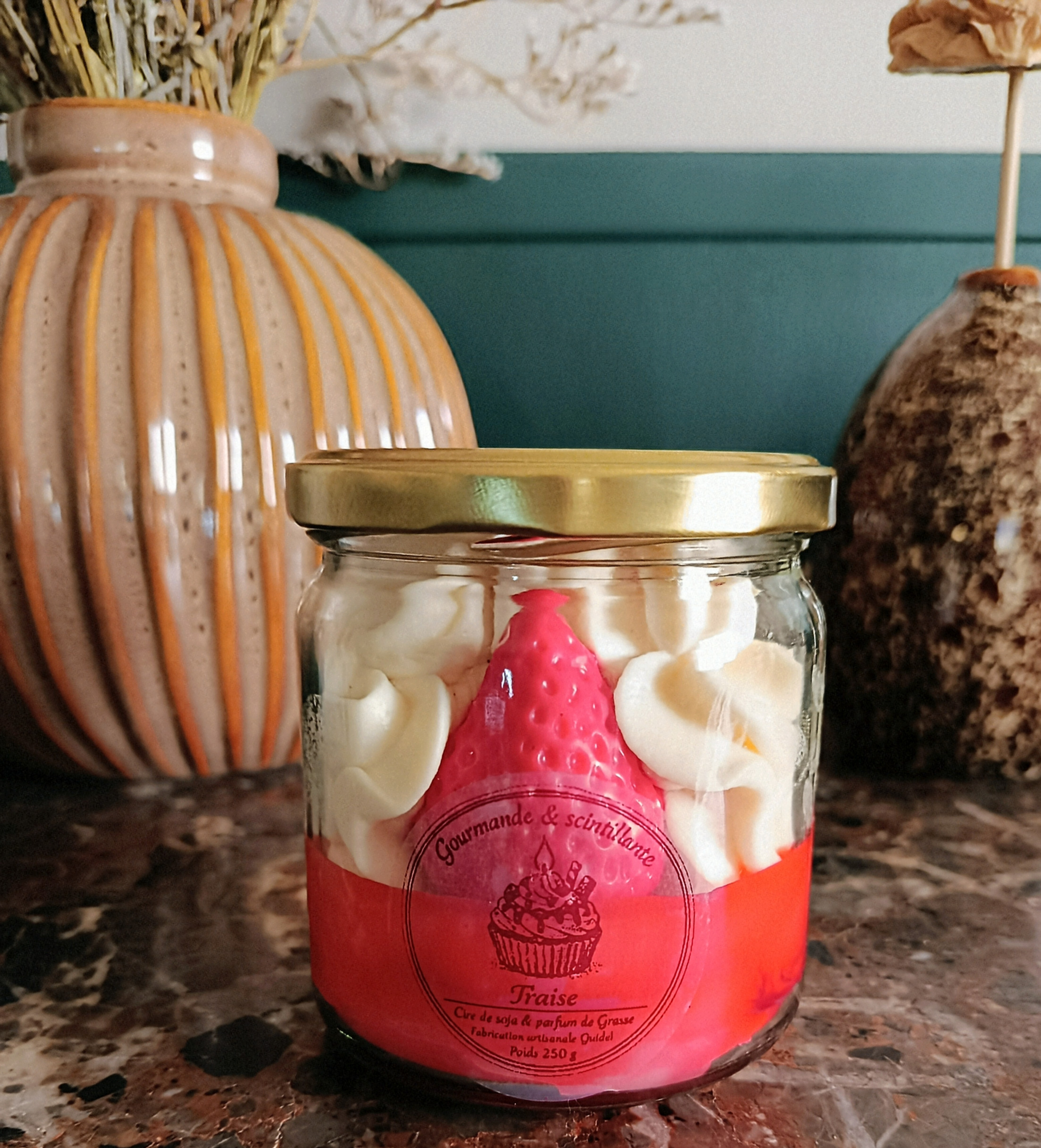 Bougie gourmande fraise 