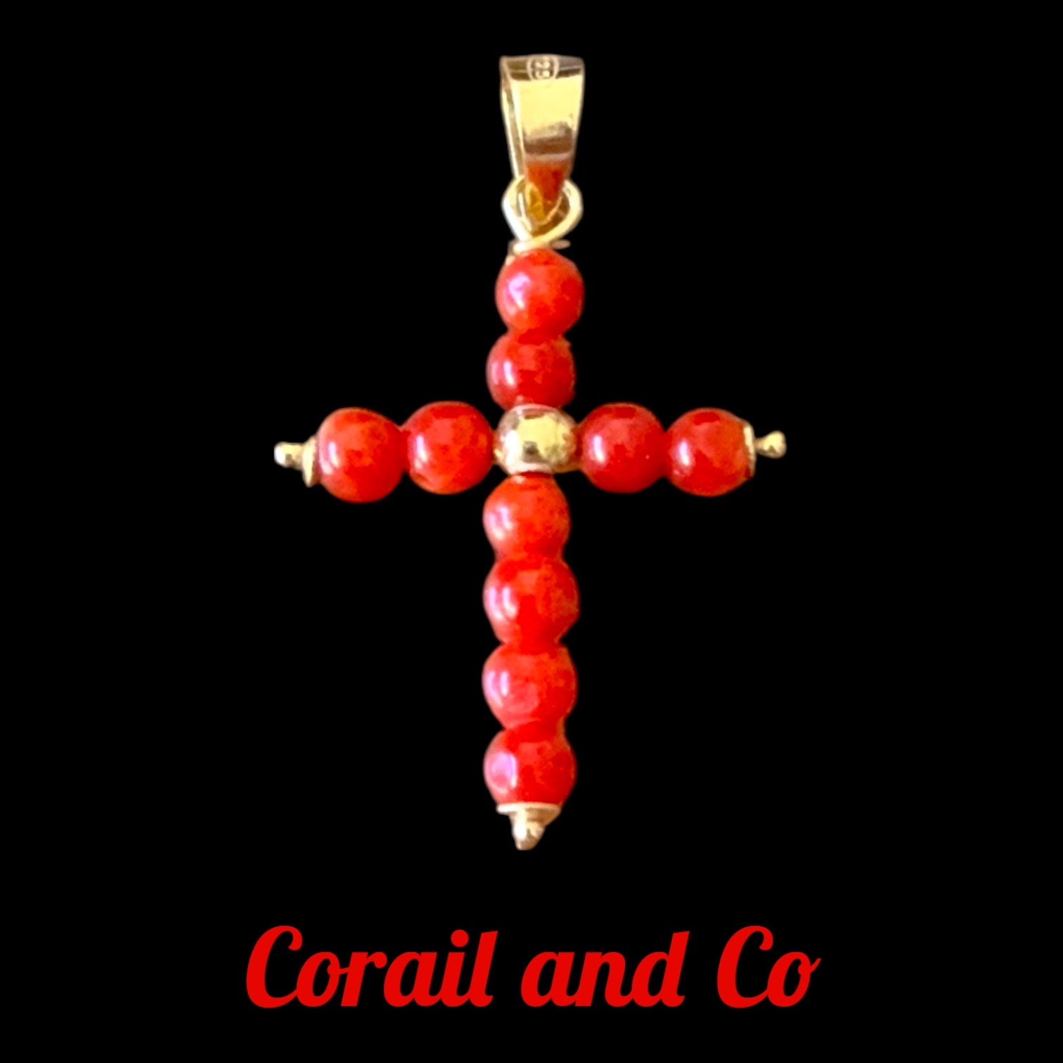 aa croix en corail plaqué or ou argent