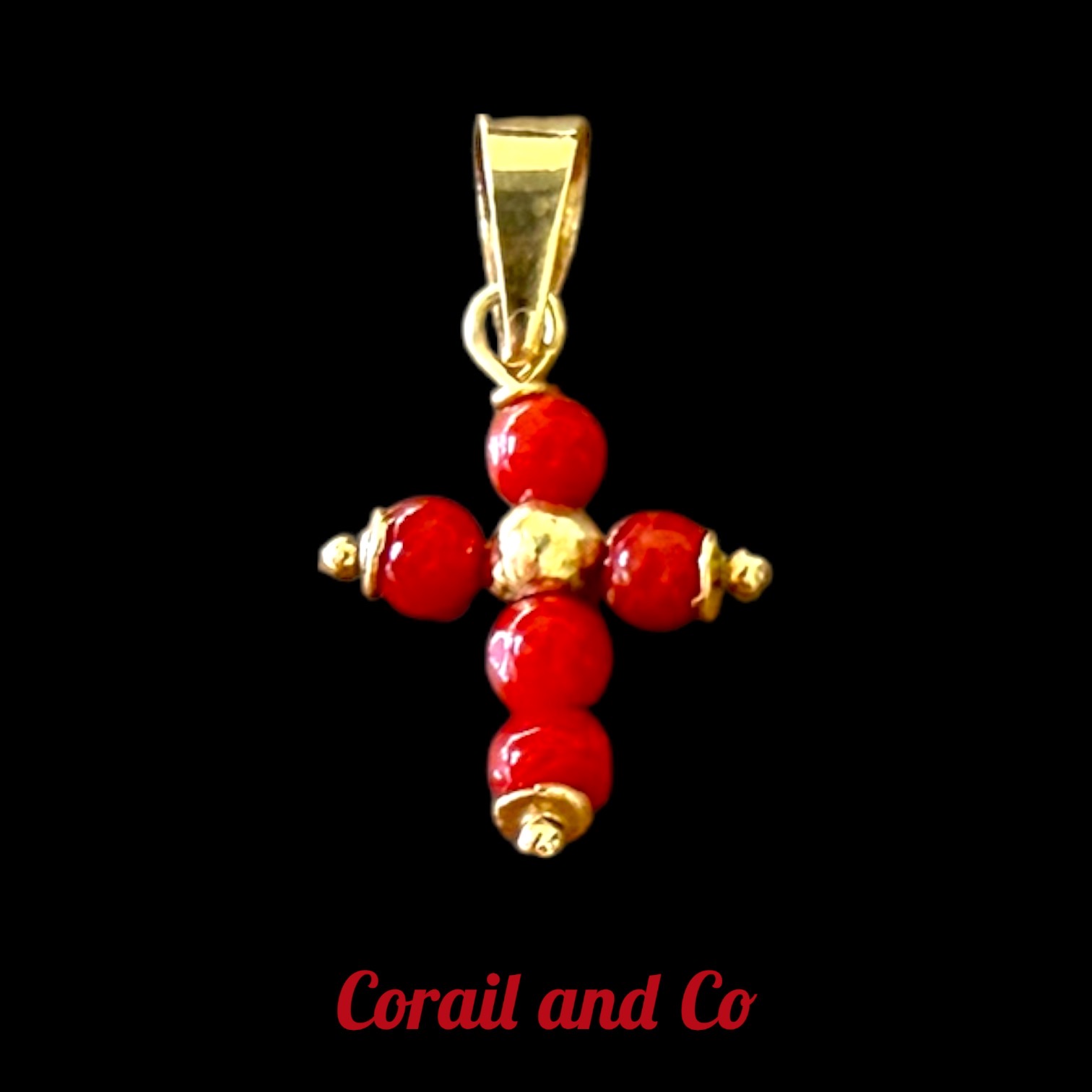 a Croix en corail XS  Plaqué or