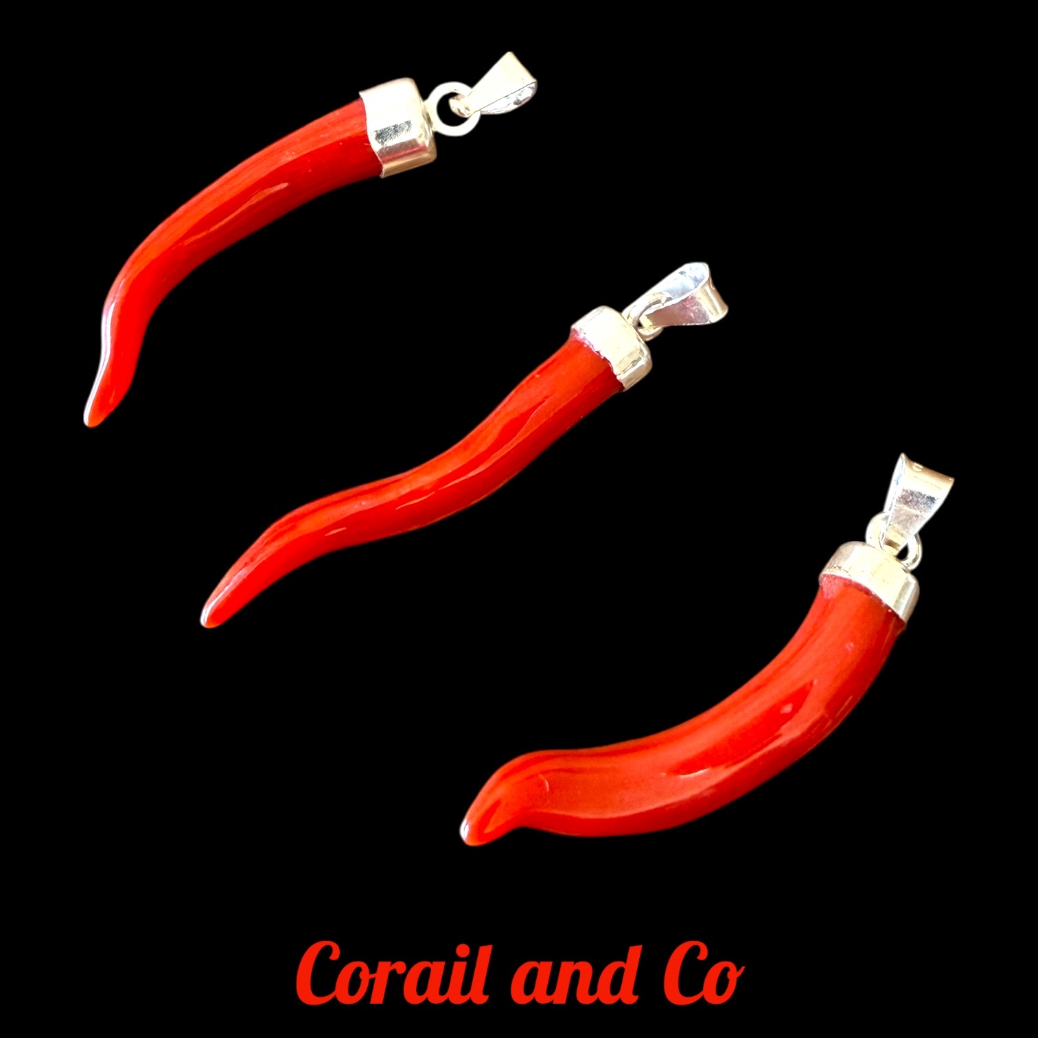 Grosse corne d'abondance en Corail / Argent