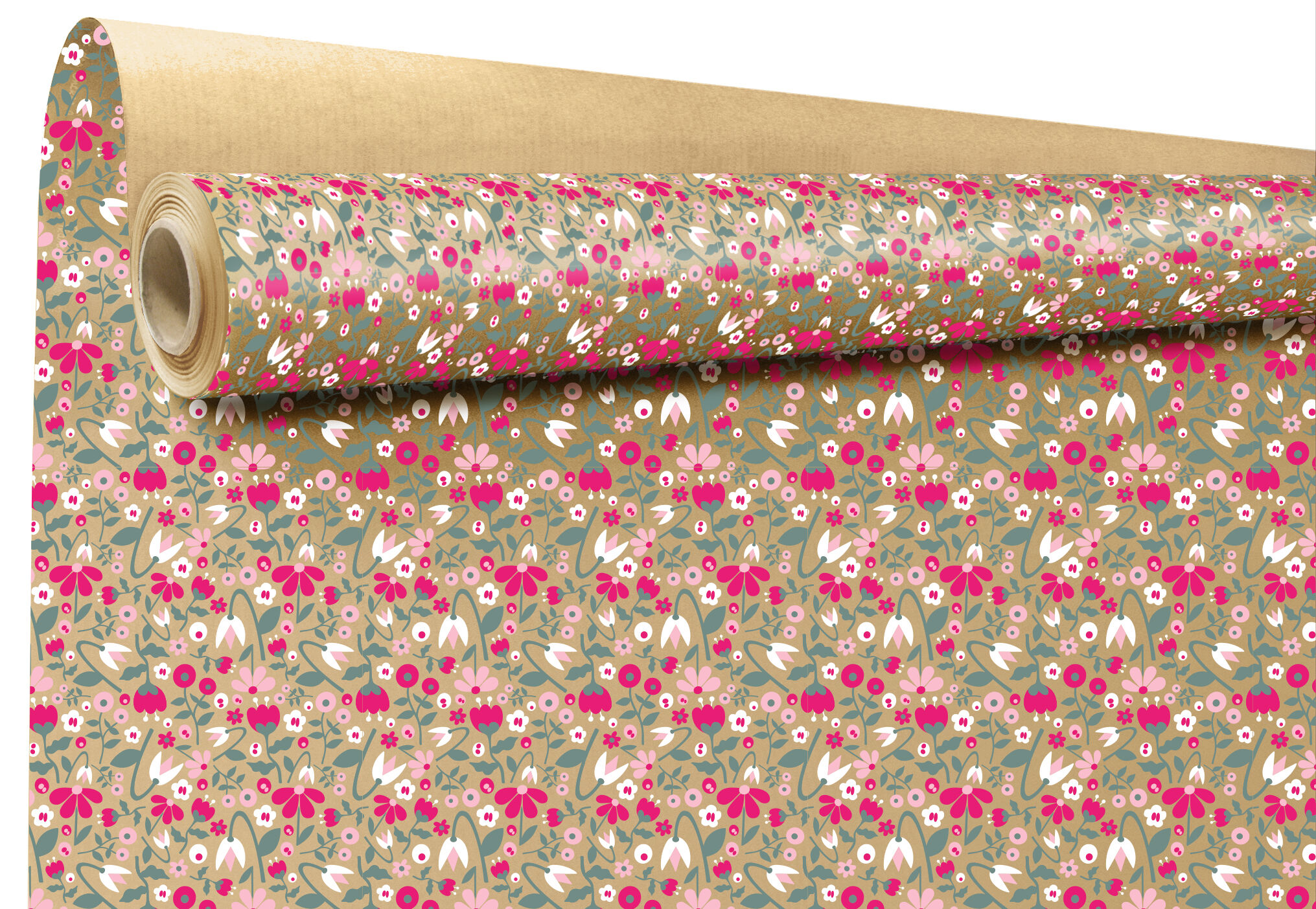 Rouleau kraft motif fleuri 0,79x40m
