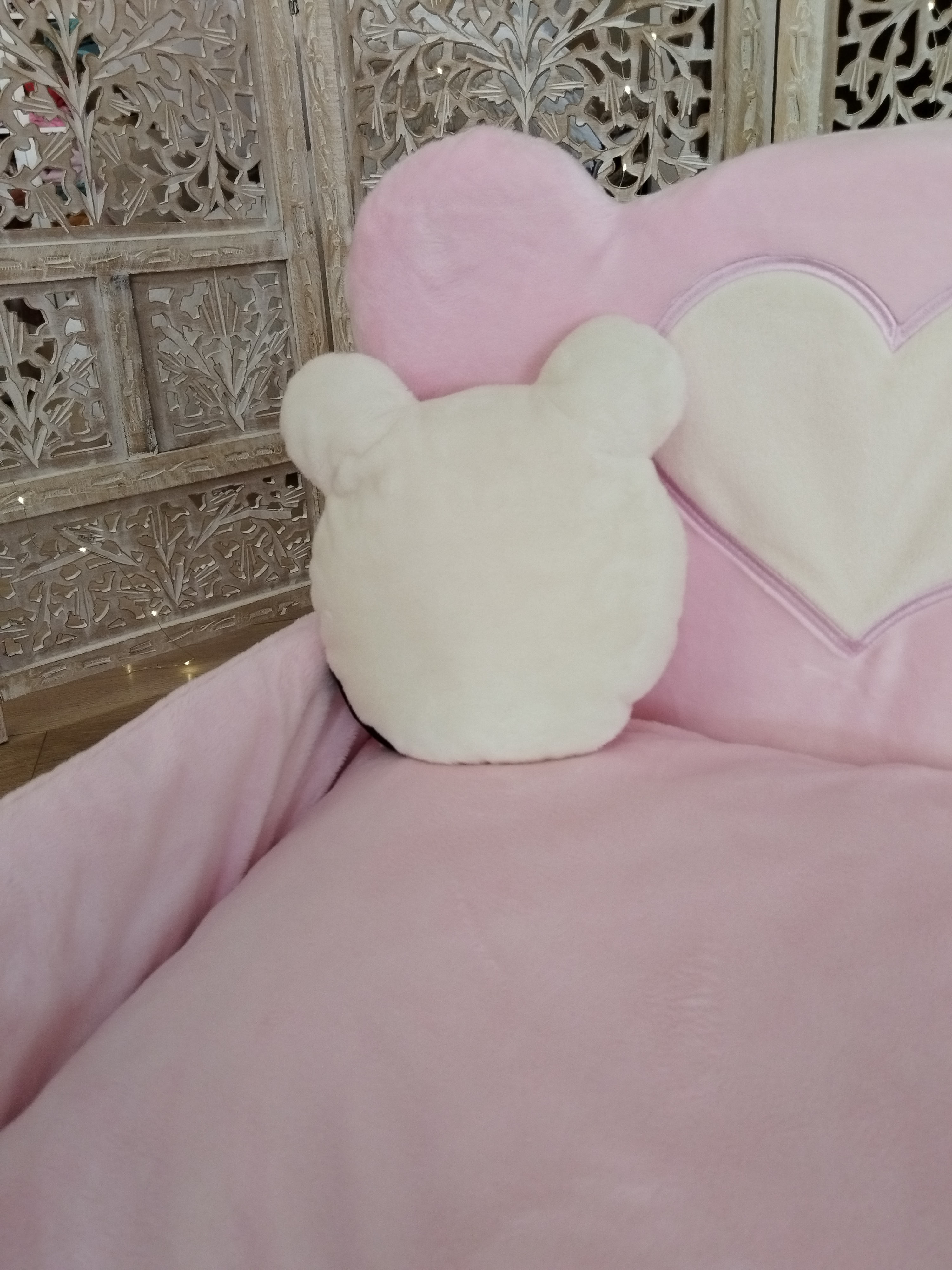 Coussin Ourson Rose Vanille