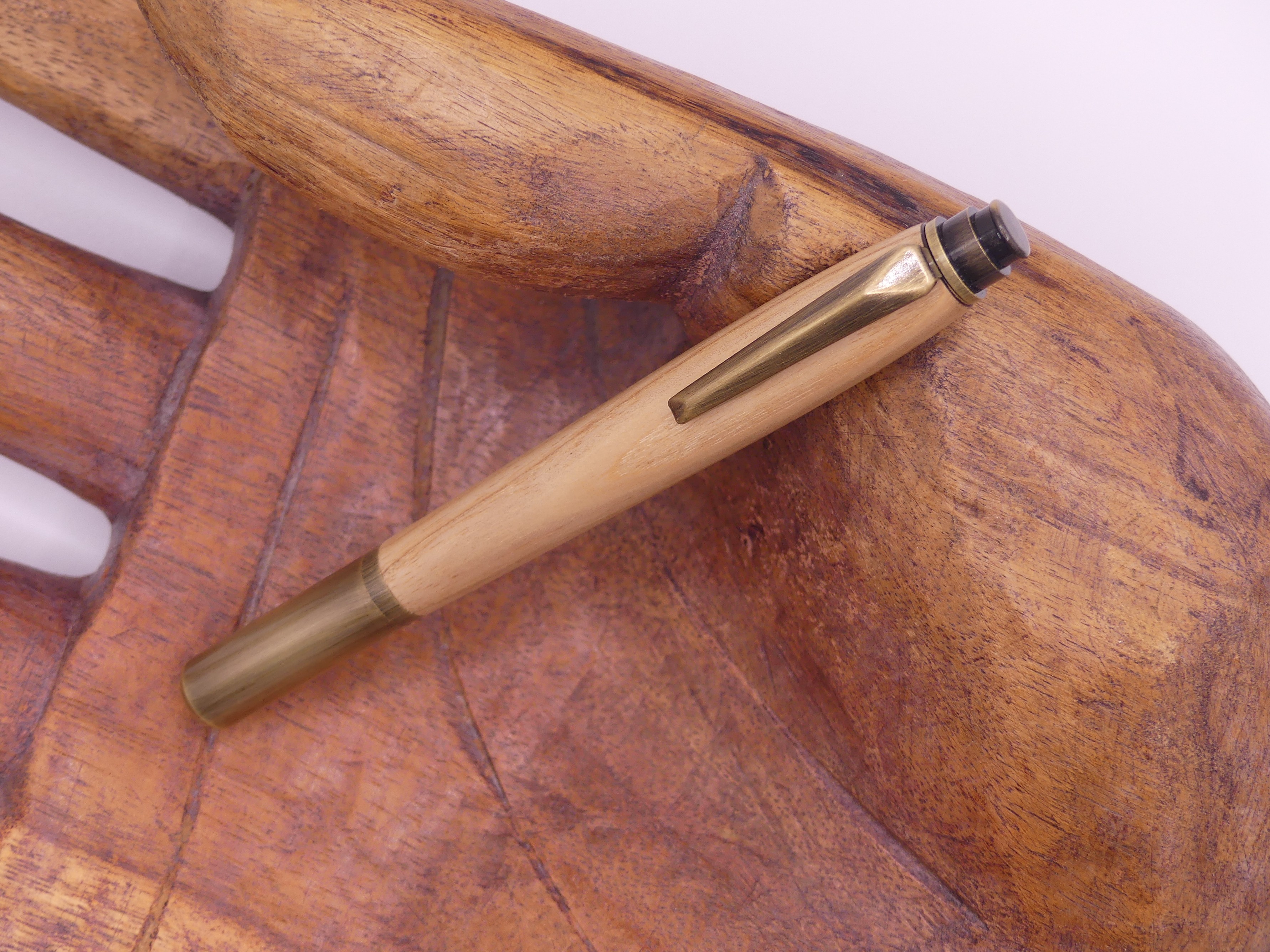 Stylo roller en robinier - Finition Plaqué bronze patiné