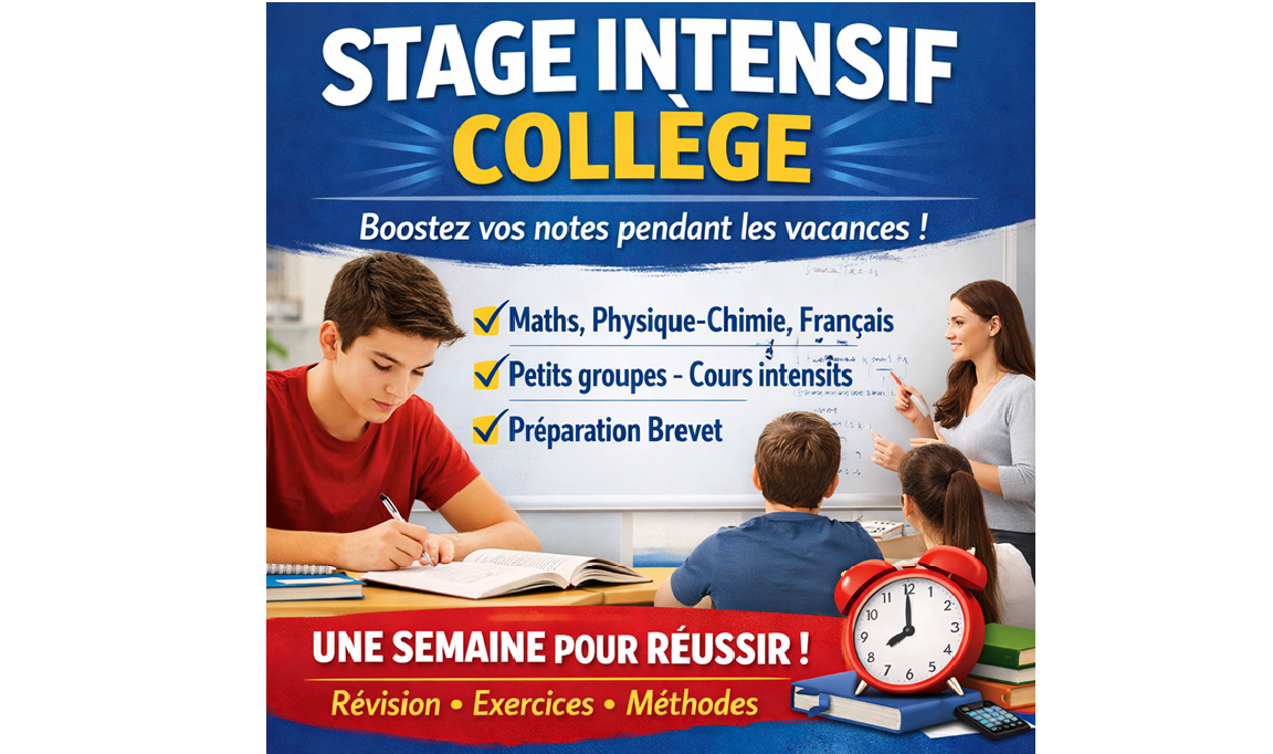 Stage intensif collège – Présentiel à Versailles (10h)