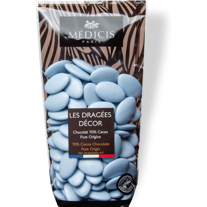 250g dragées décor chocolat bleu nuage