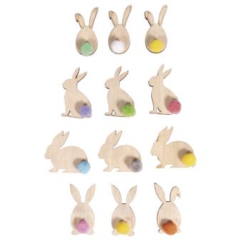 Miniatures en bois Lapin, FSC Mix Credit, 3-3,7cm, sct.-LS 12pces