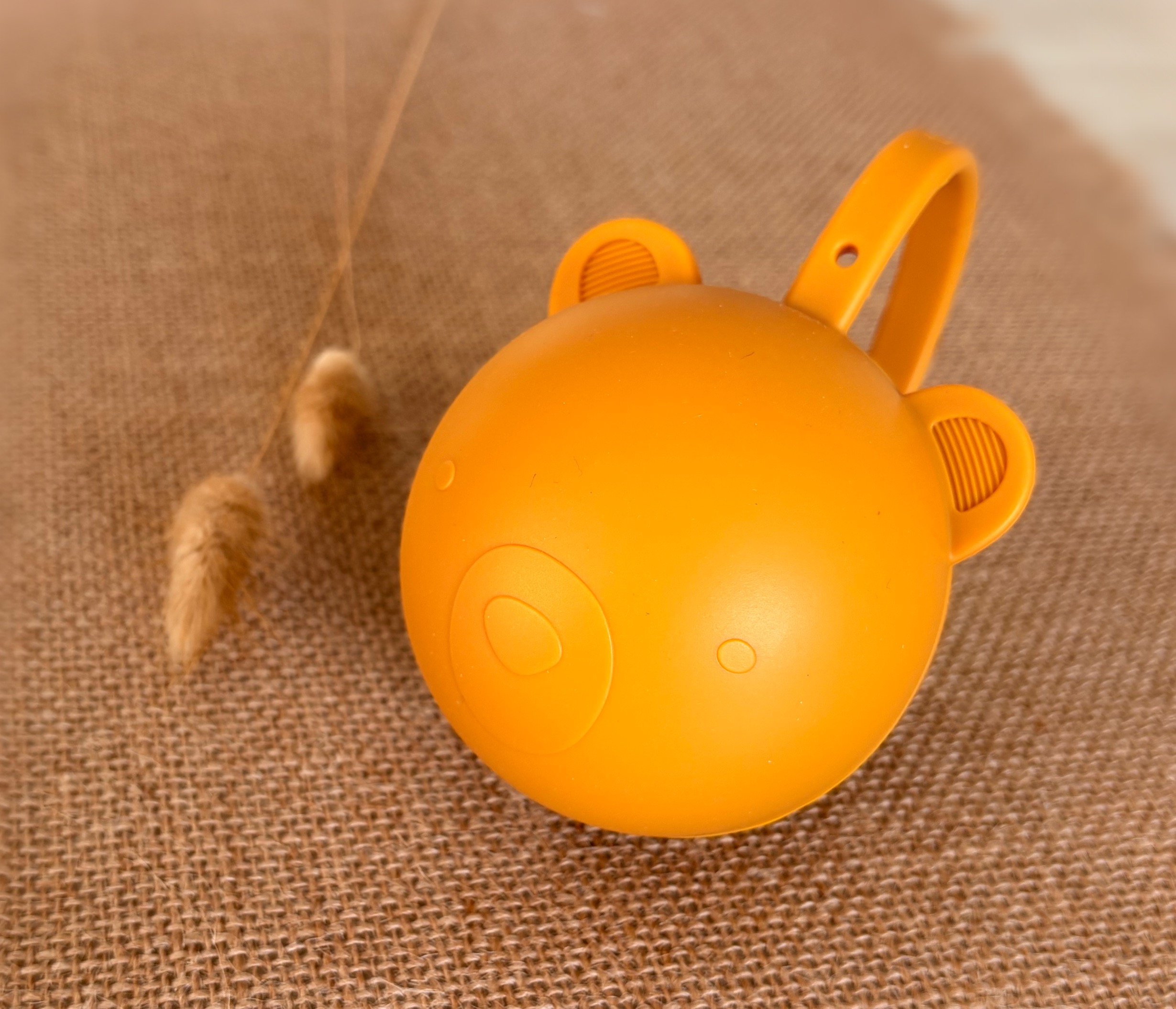 Etui tétine en silicone ourson - Moutarde