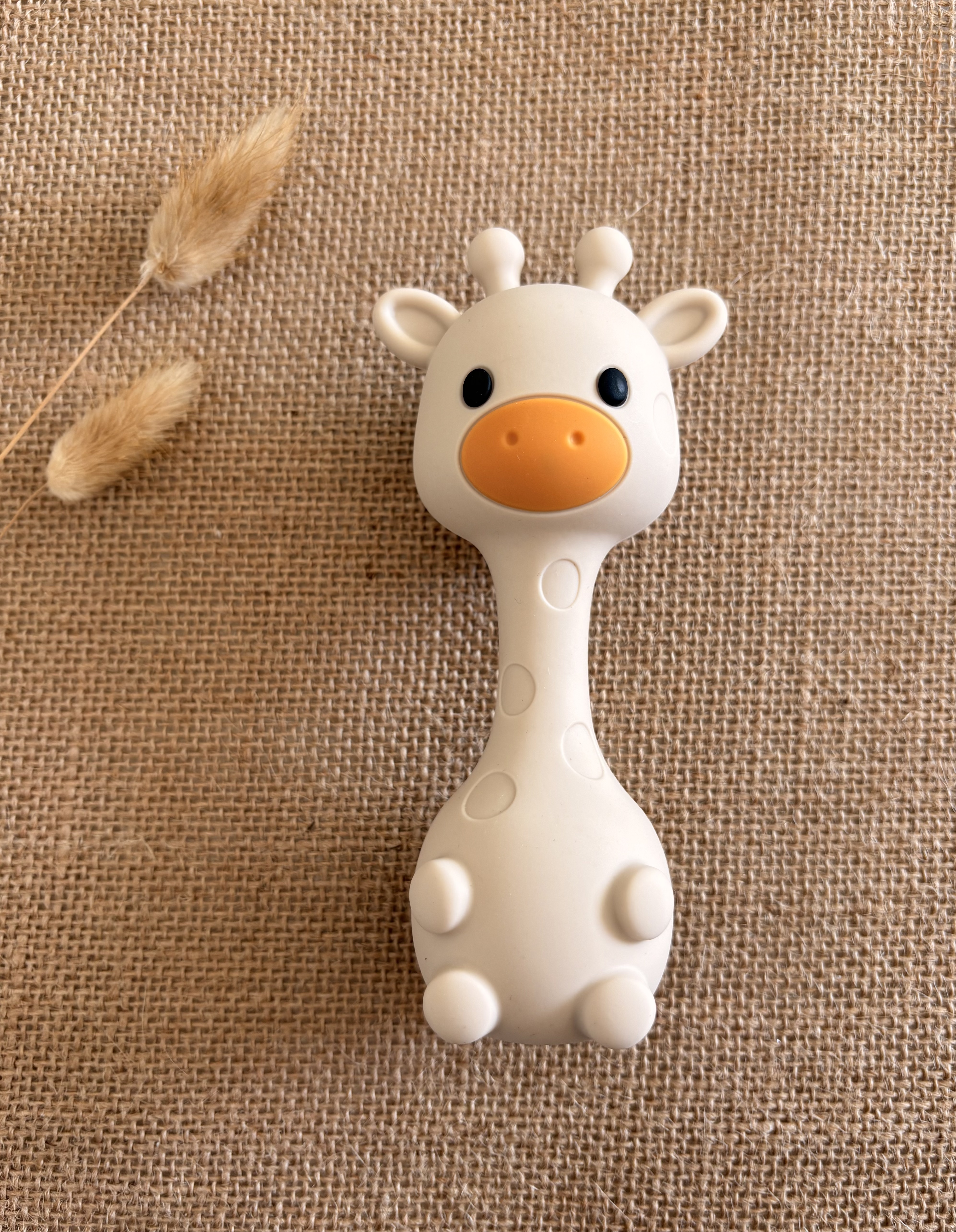 Hochet girafe de dentition en silicone - Beige