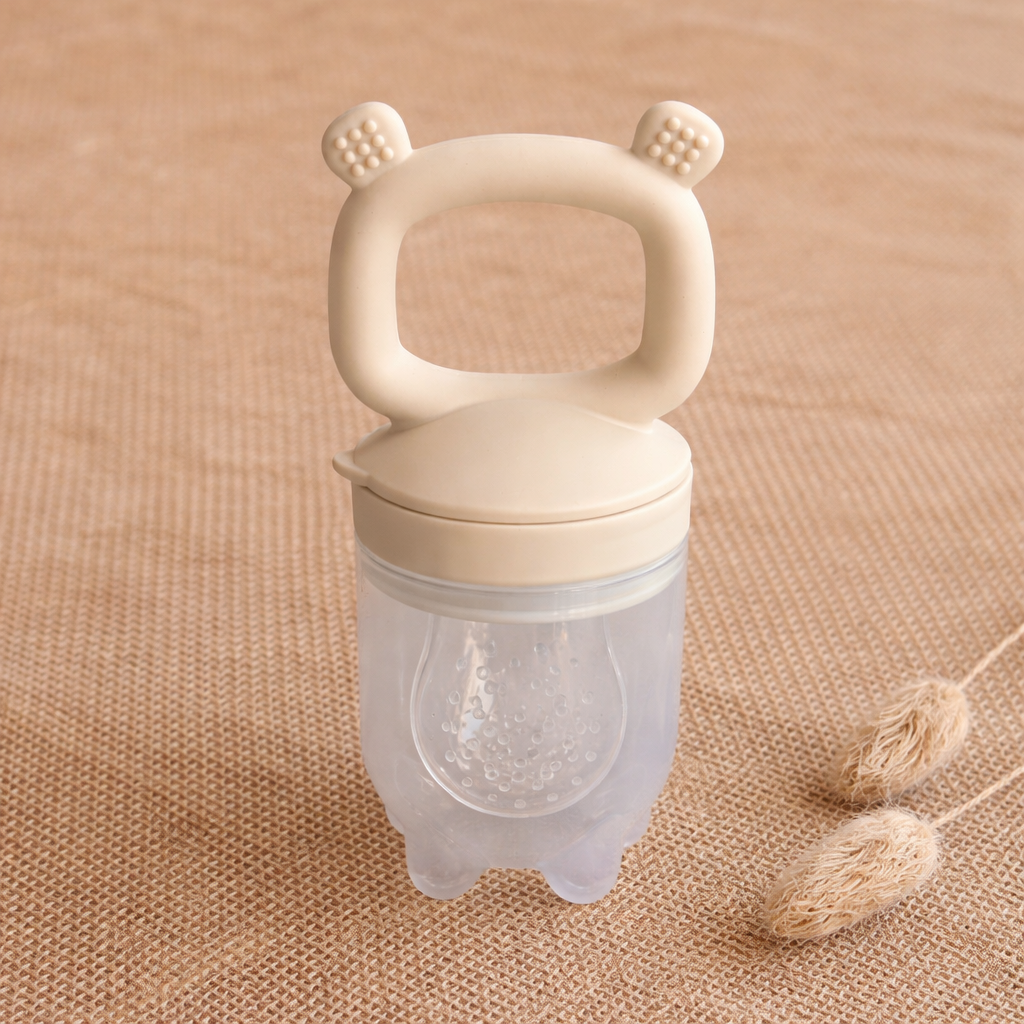 Grignoteuse à poignée en silicone - Beige