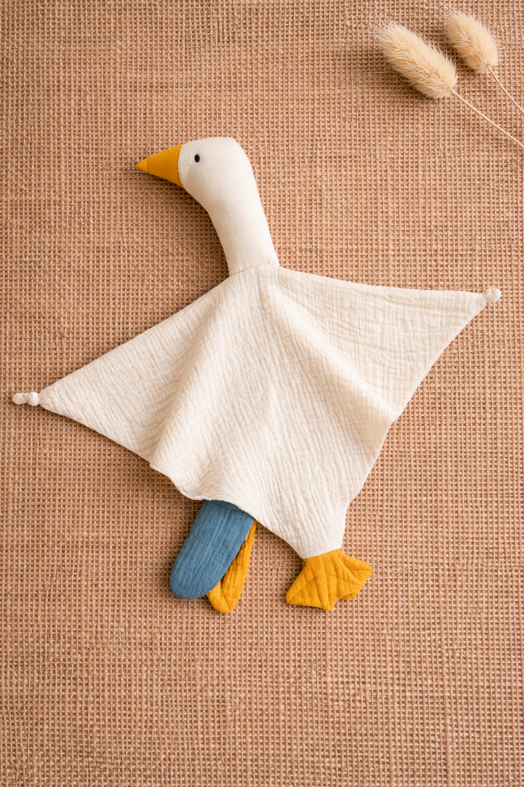 Doudou plat en mousseline - Oie écru