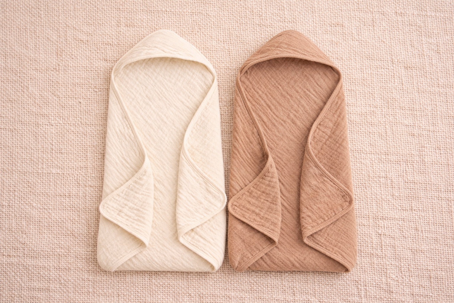 Serviettes à capuche en mousseline - Lot de 2 - Cèdre et sable