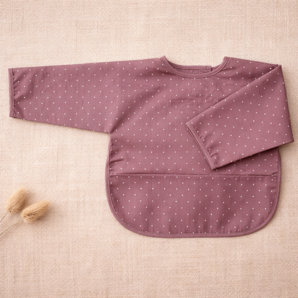 Bavoir à manches en coton imperméable - Mauve rosé