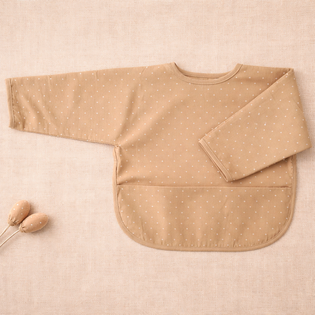 Bavoir à manches en coton imperméable - Beige