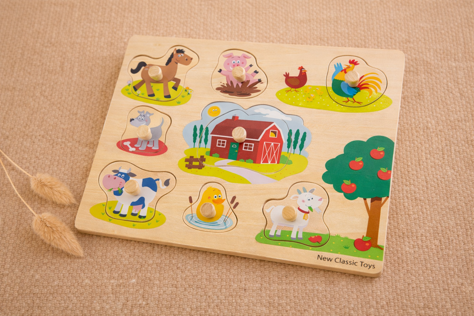 Puzzle à bouton en bois - Ferme