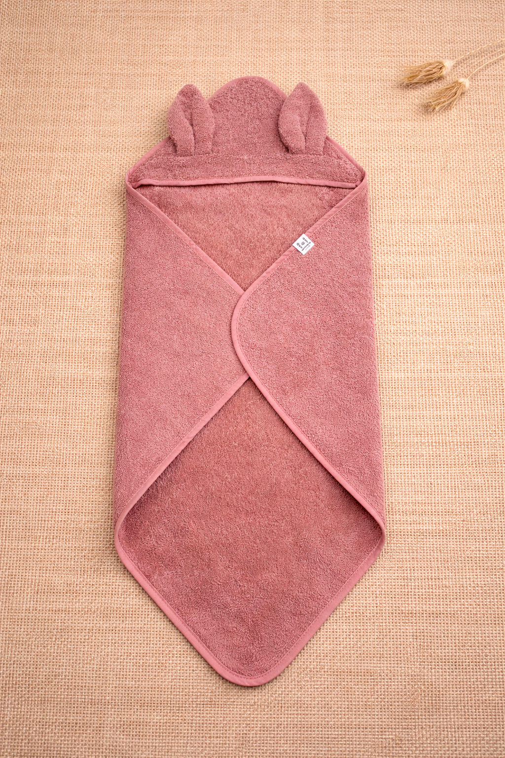 Serviette à capuche avec oreilles de lapin - Rose