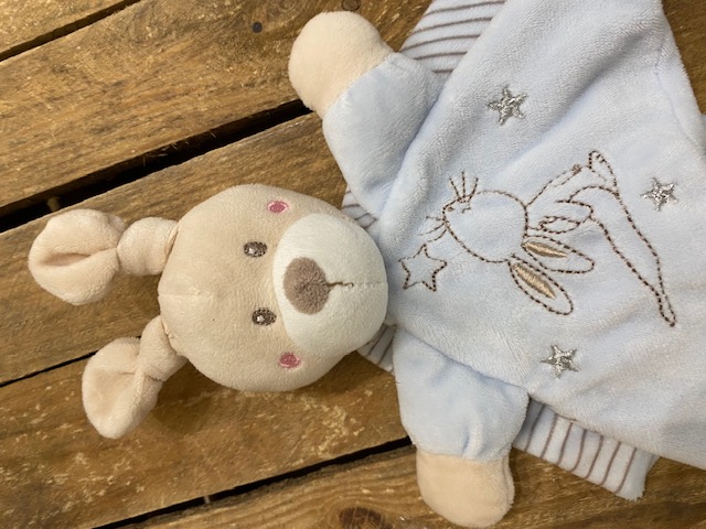 Doudou lapin bleu plat carré - SIMBA