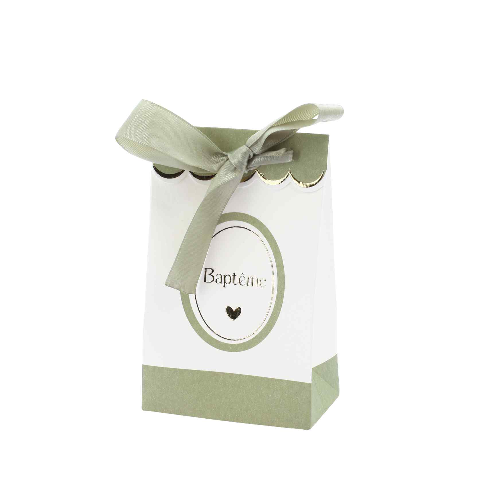 10 sachets Baptême sauge blanc or