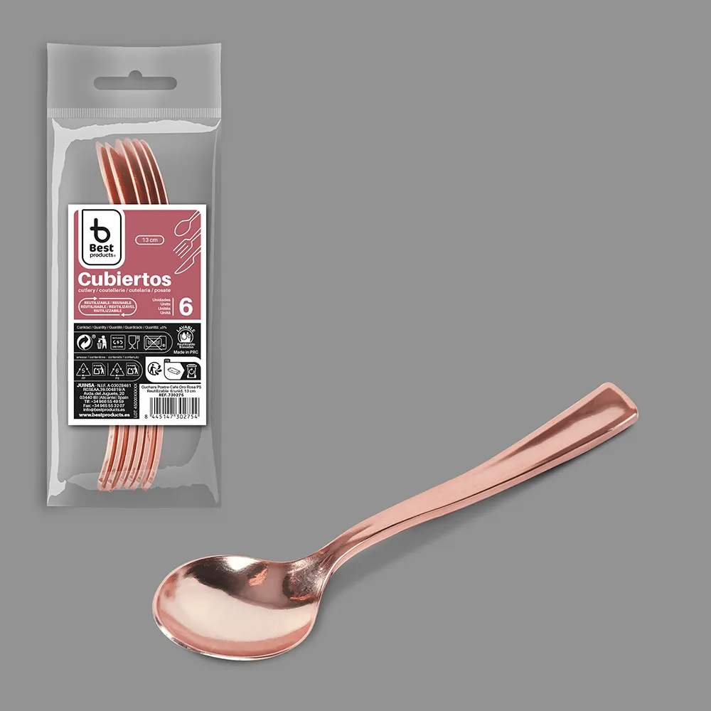 6 petites cuillières rose gold