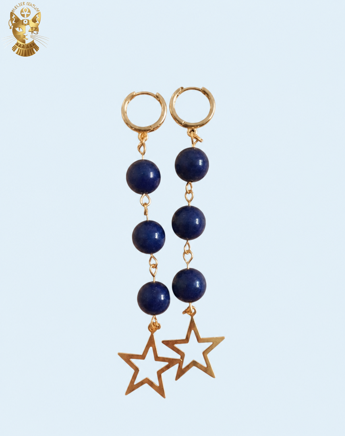 Boucles d'oreilles ciel étoile bleue