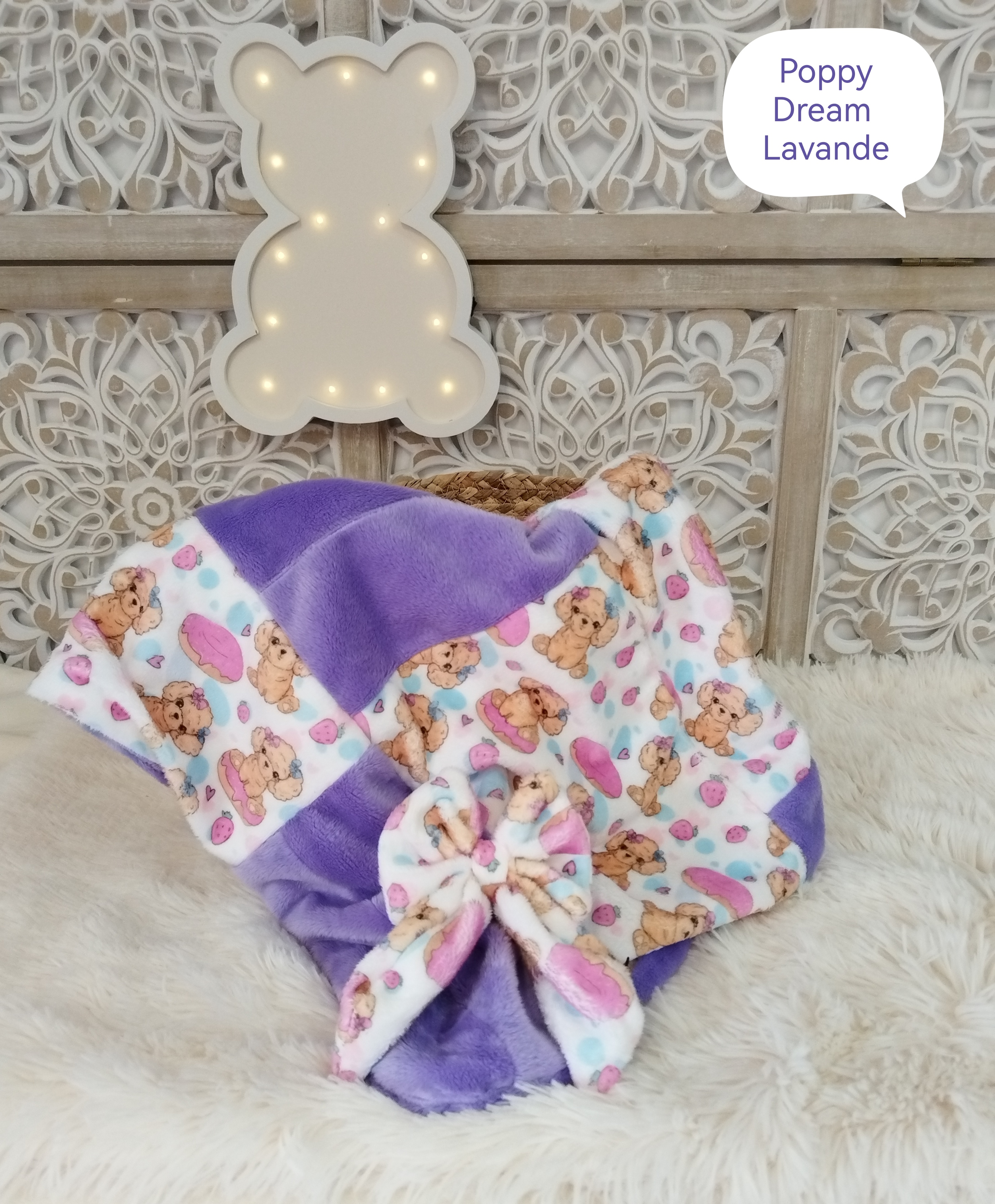 Couverture Patchwork Poppy Dream Lavande T1