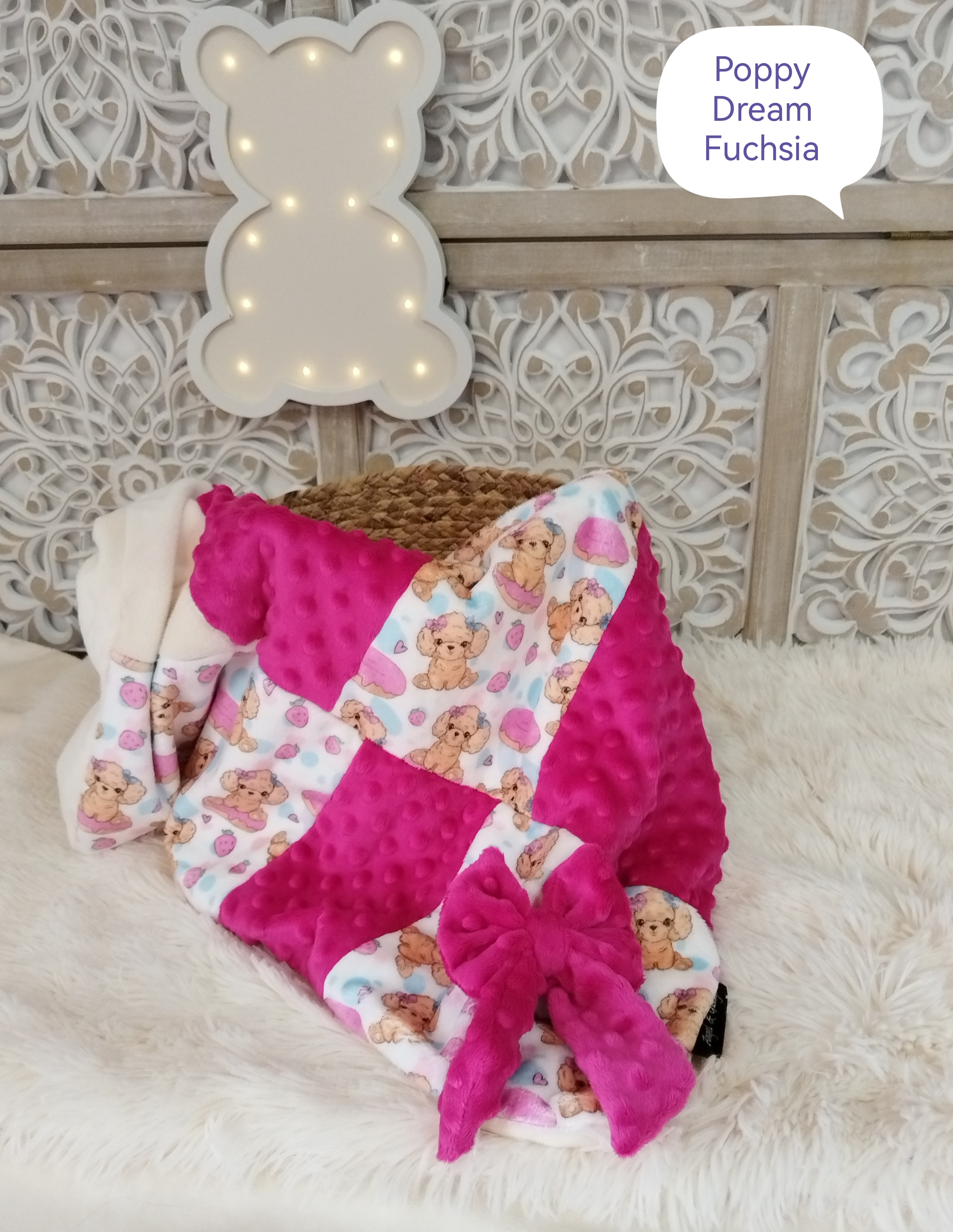 Couverture Patchwork Poppy Dream Fuchsia T1