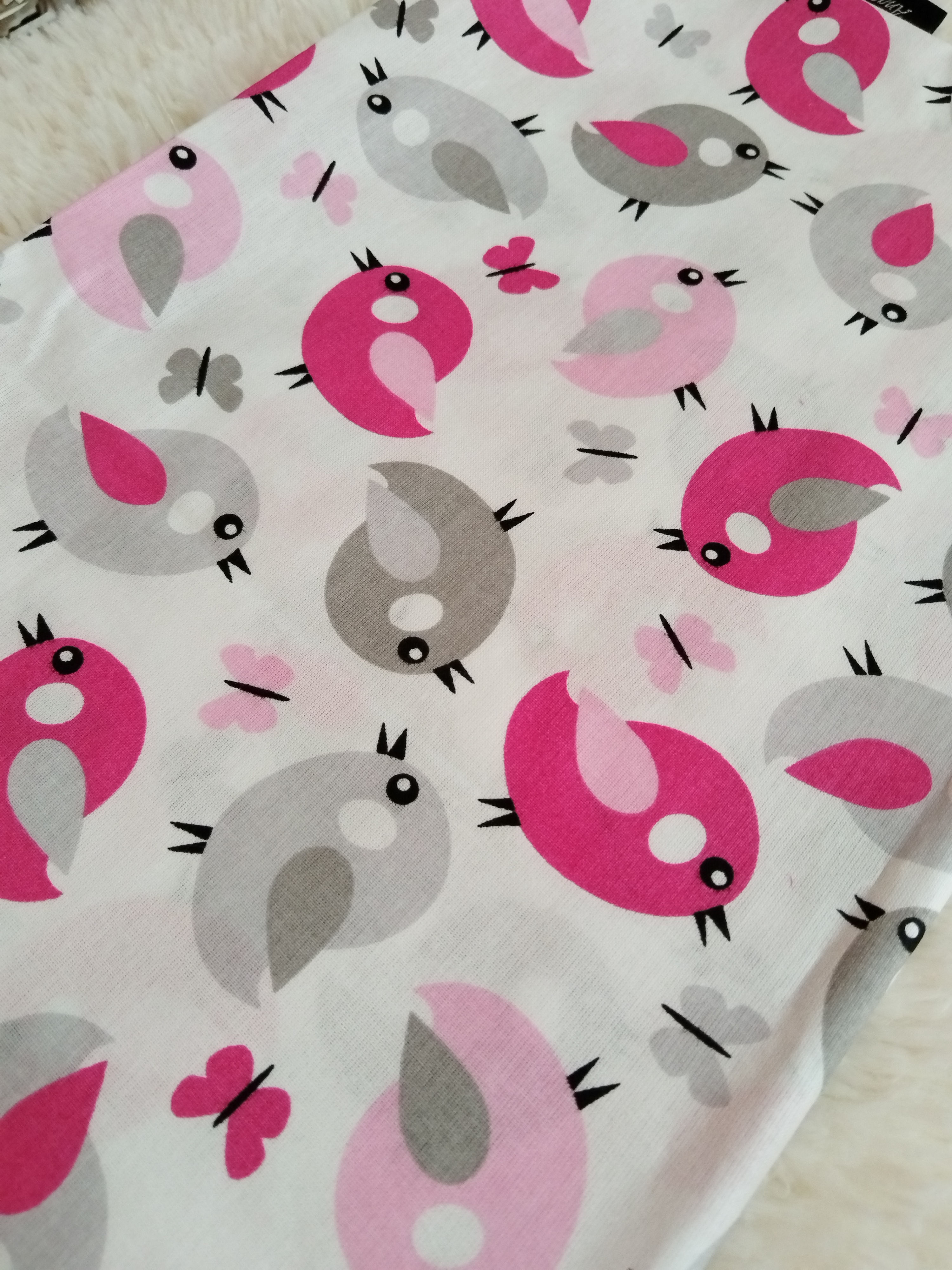 Housse 50x40cm Petits Oiseaux Fuchsia