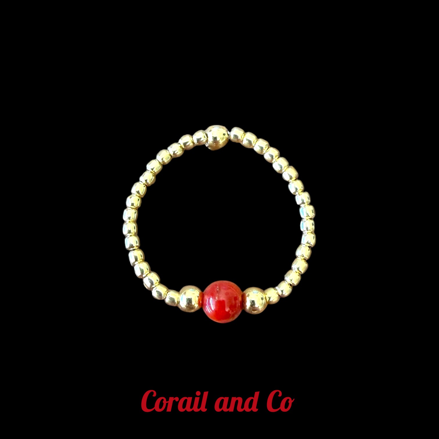 Bague élastique corail / plaqué or ou argent