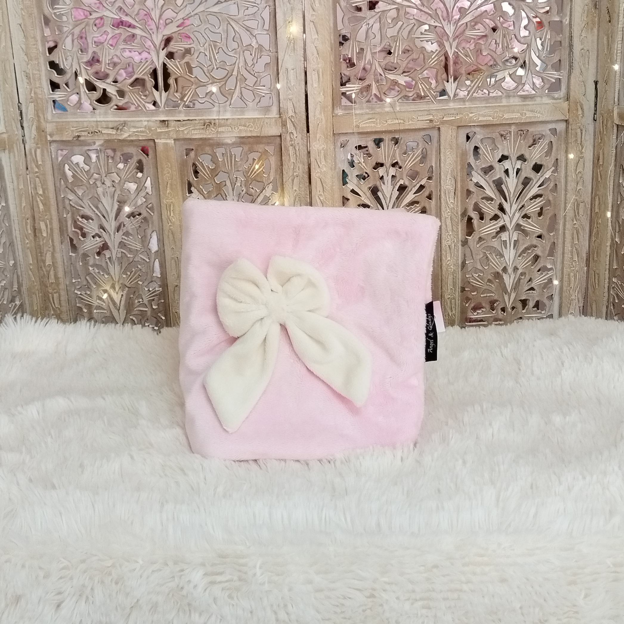 Couverture Rose - Noeud Floche Vanille