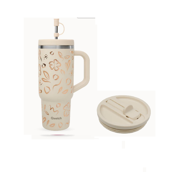 Travel Cup isotherme + Bouchon étanche, Moani Matt Sable, QWETCH, QD6106 