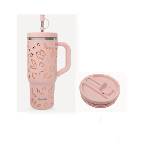 Travel Cup isotherme + Bouchon étanche, Moani Pastel Rose, QWETCH, QD6108 