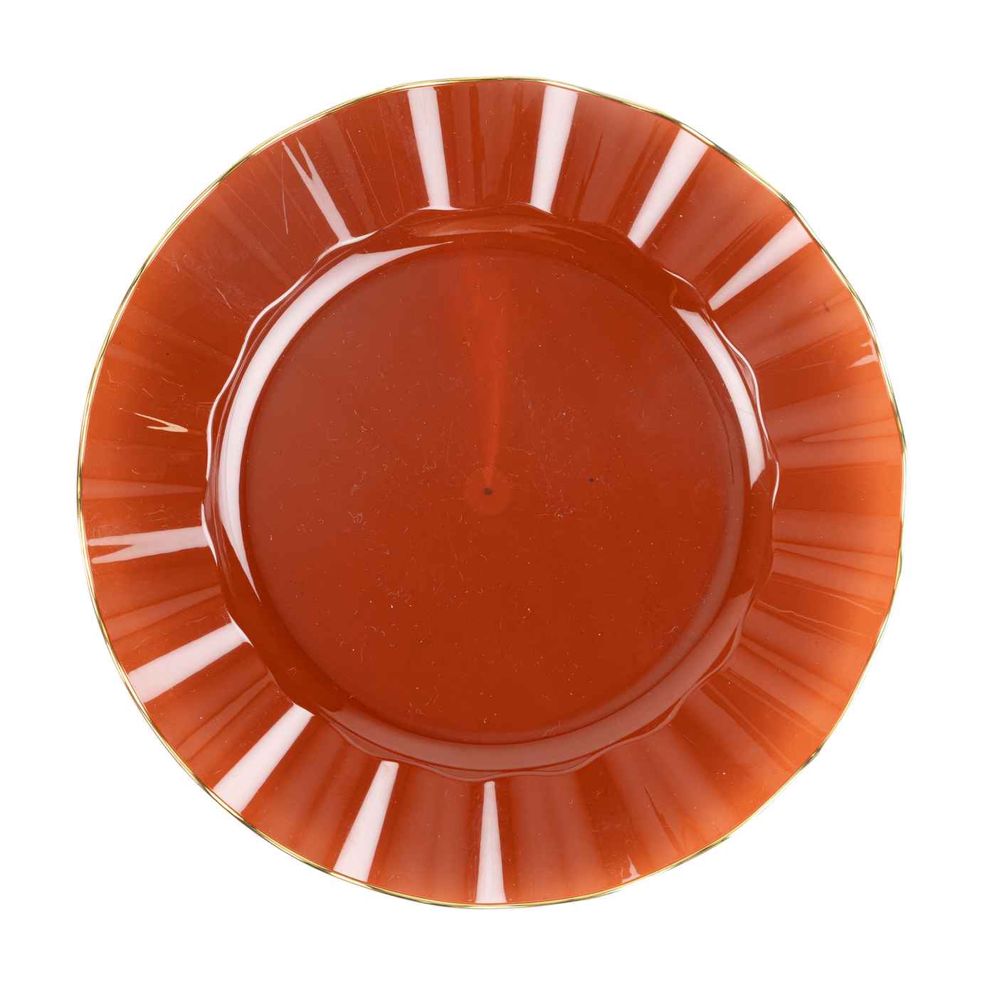 6 Assiettes Réutilisables Plastique Ambre et OrØ26cm