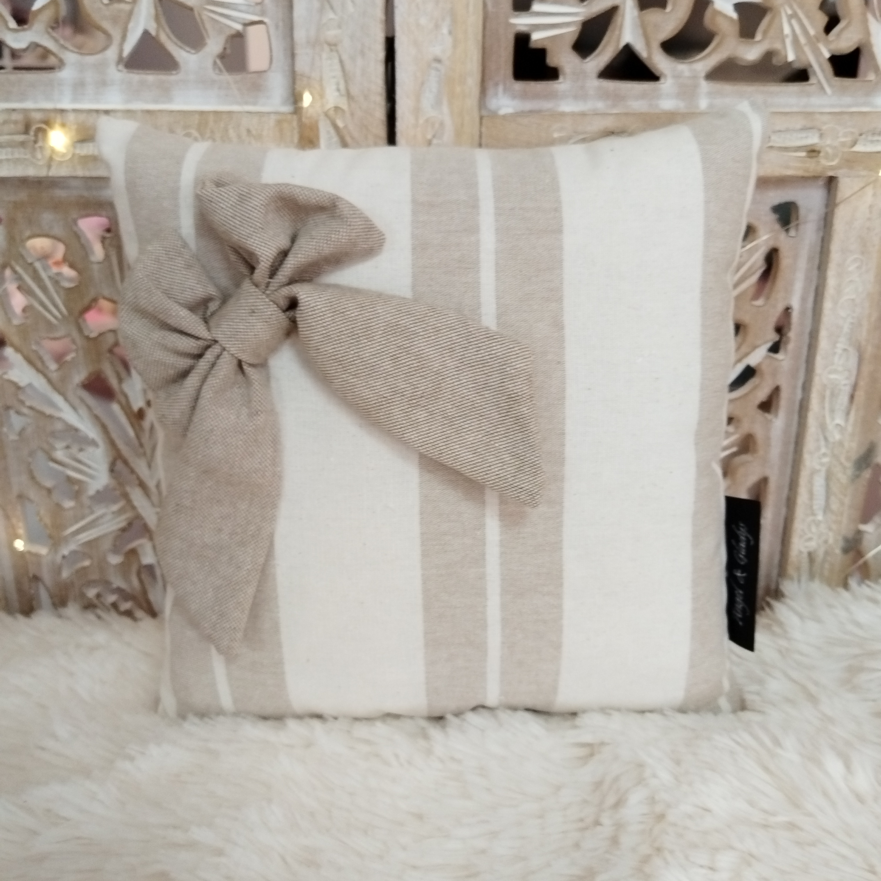 Coussin Carré en Coton Beige Nr6