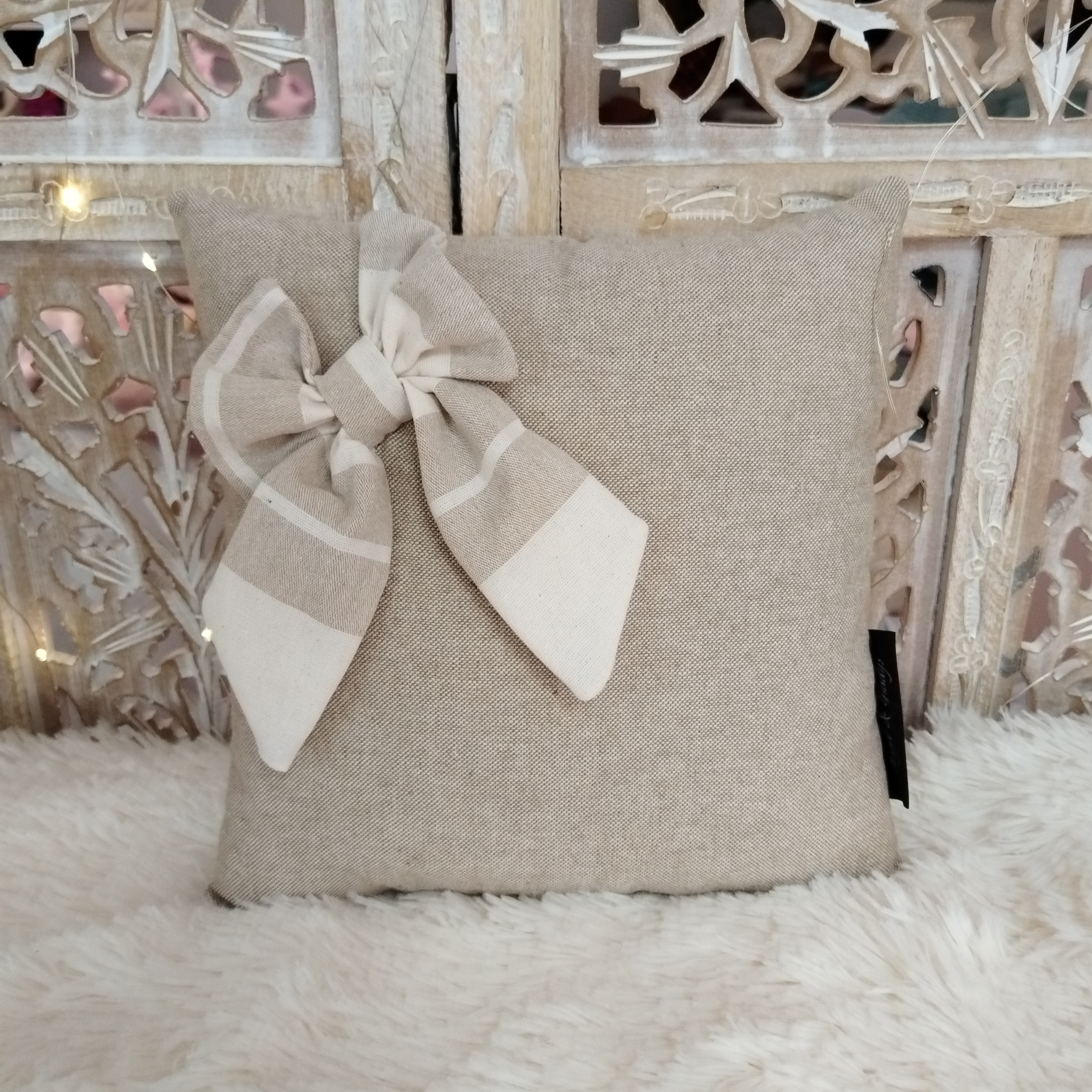 Coussin Carré en Coton Beige Nr5