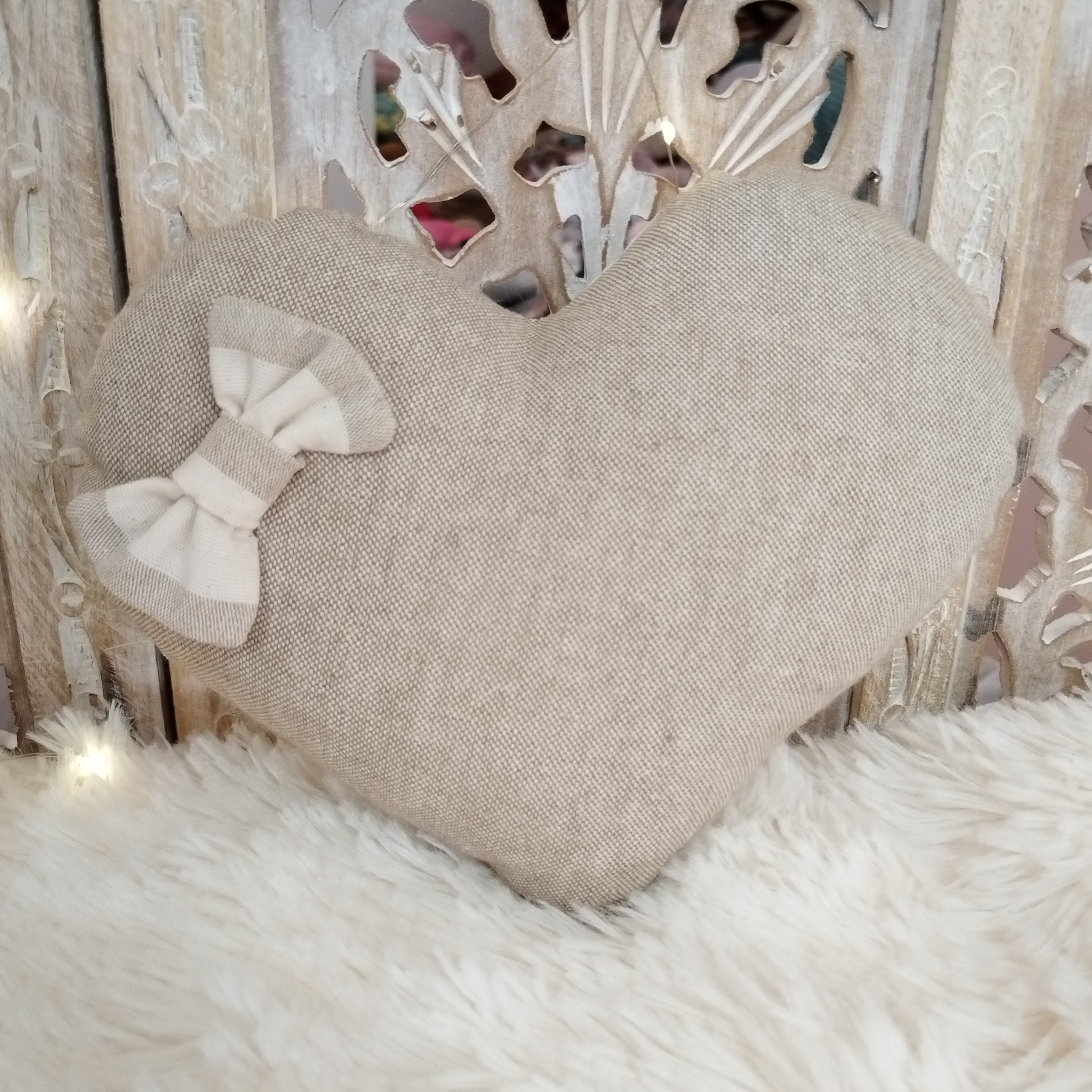 Coussin Coeur en Coton Beige Nr2