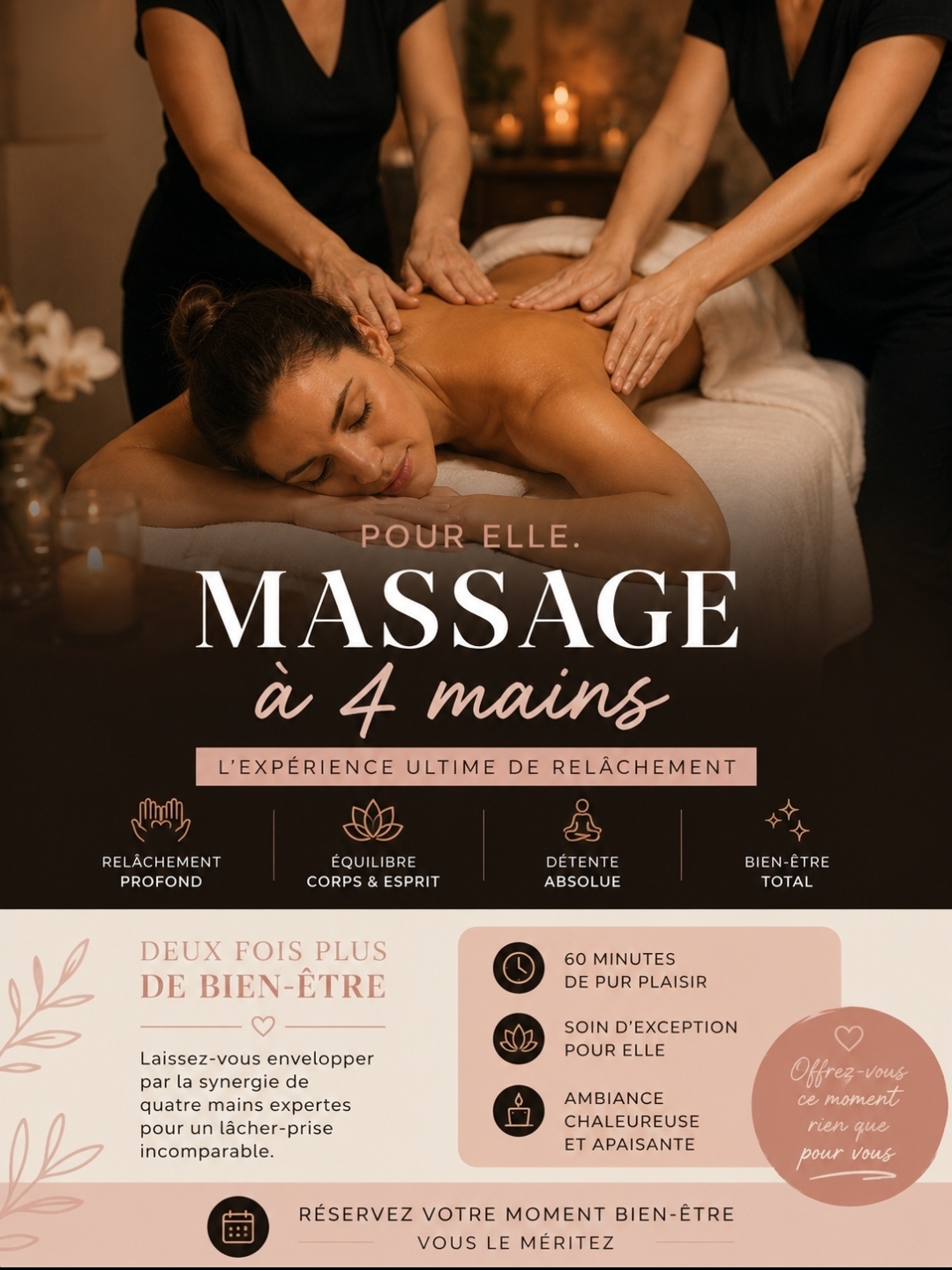 MASSAGE A 4 MAINS (45 min) Pack de 2