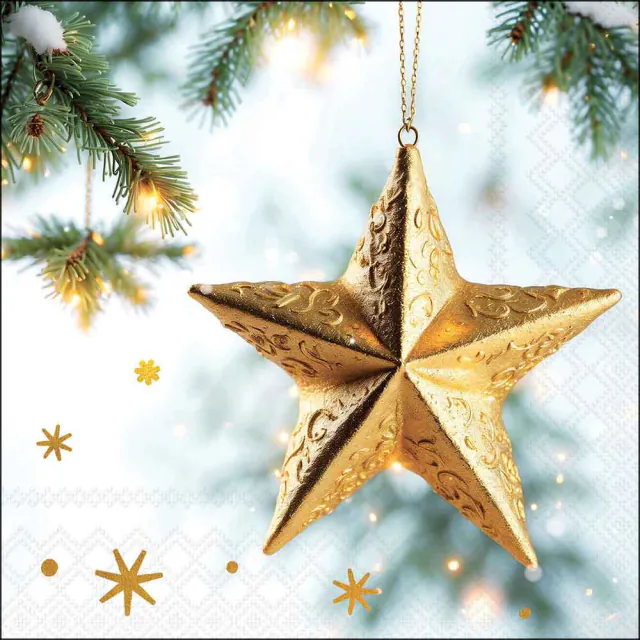 20 serviettes etoile or sapin