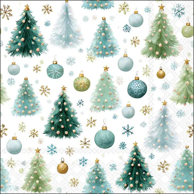 20 serviettes sapins camaieu de vert