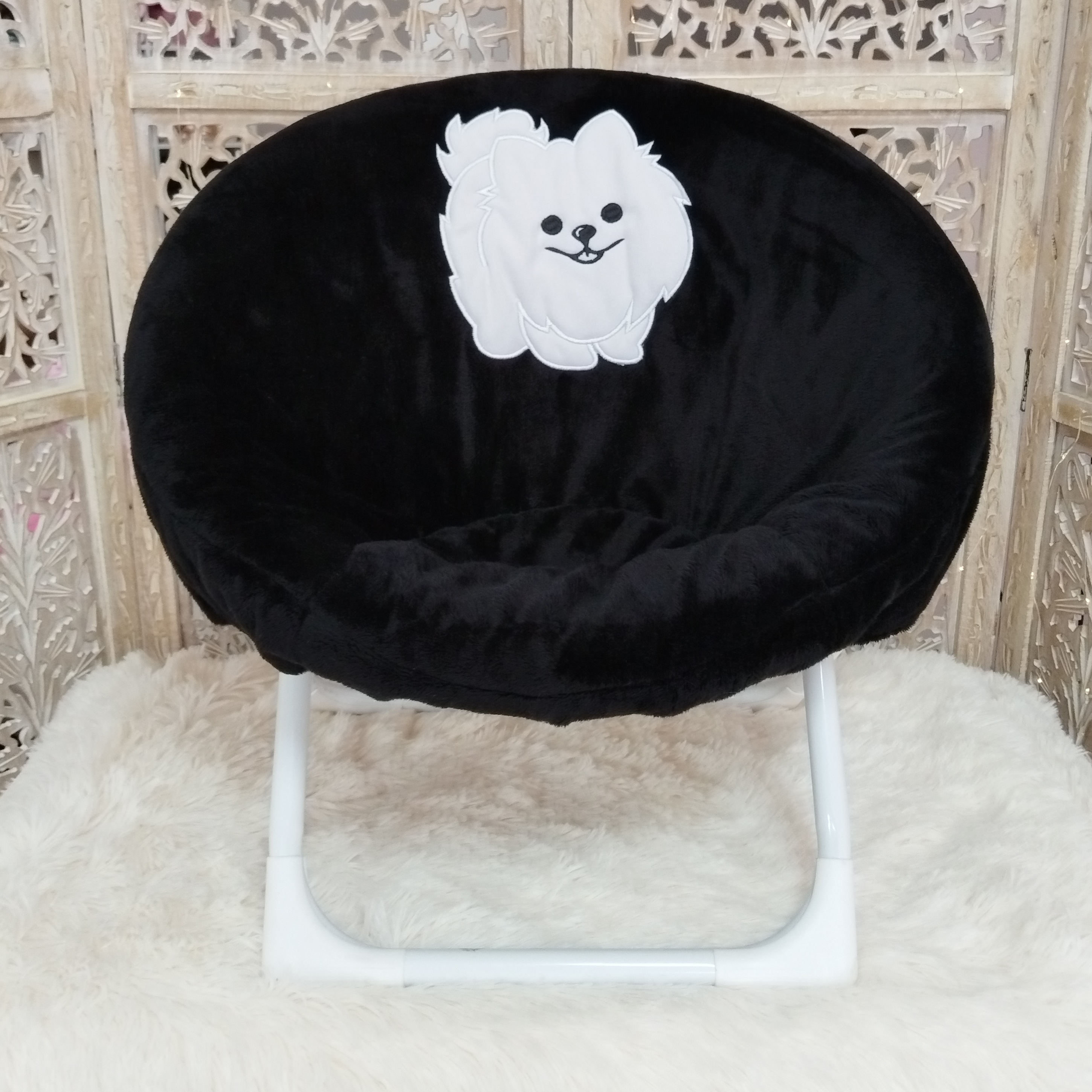 Housse Noire Pom Blanc pour Transat