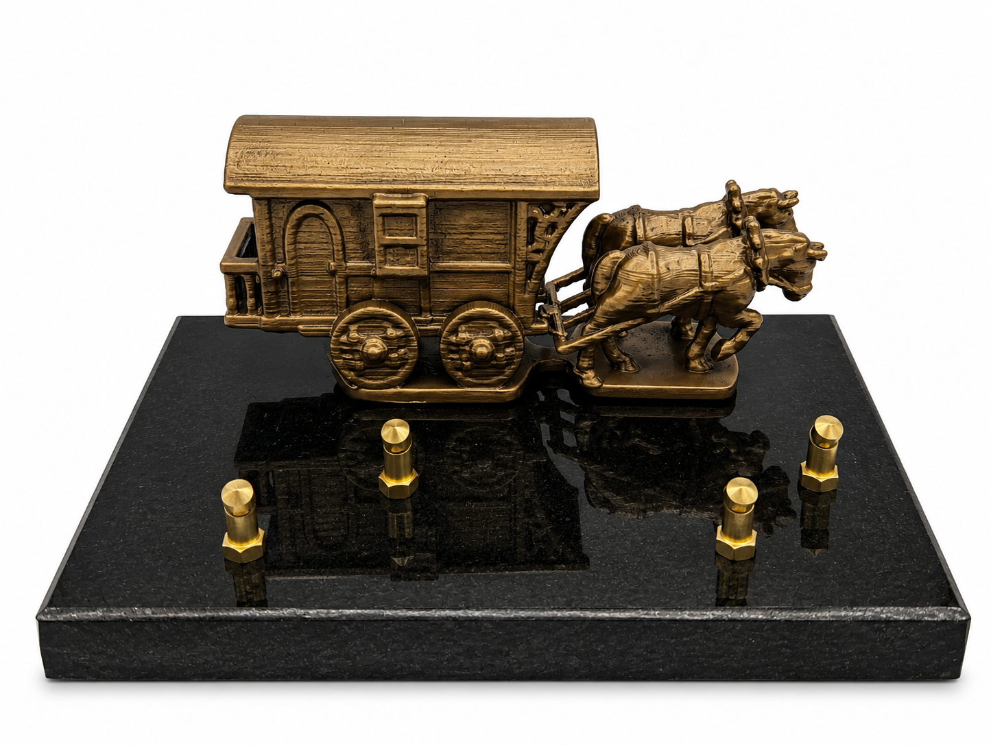 Plaque roulotte et chevaux  