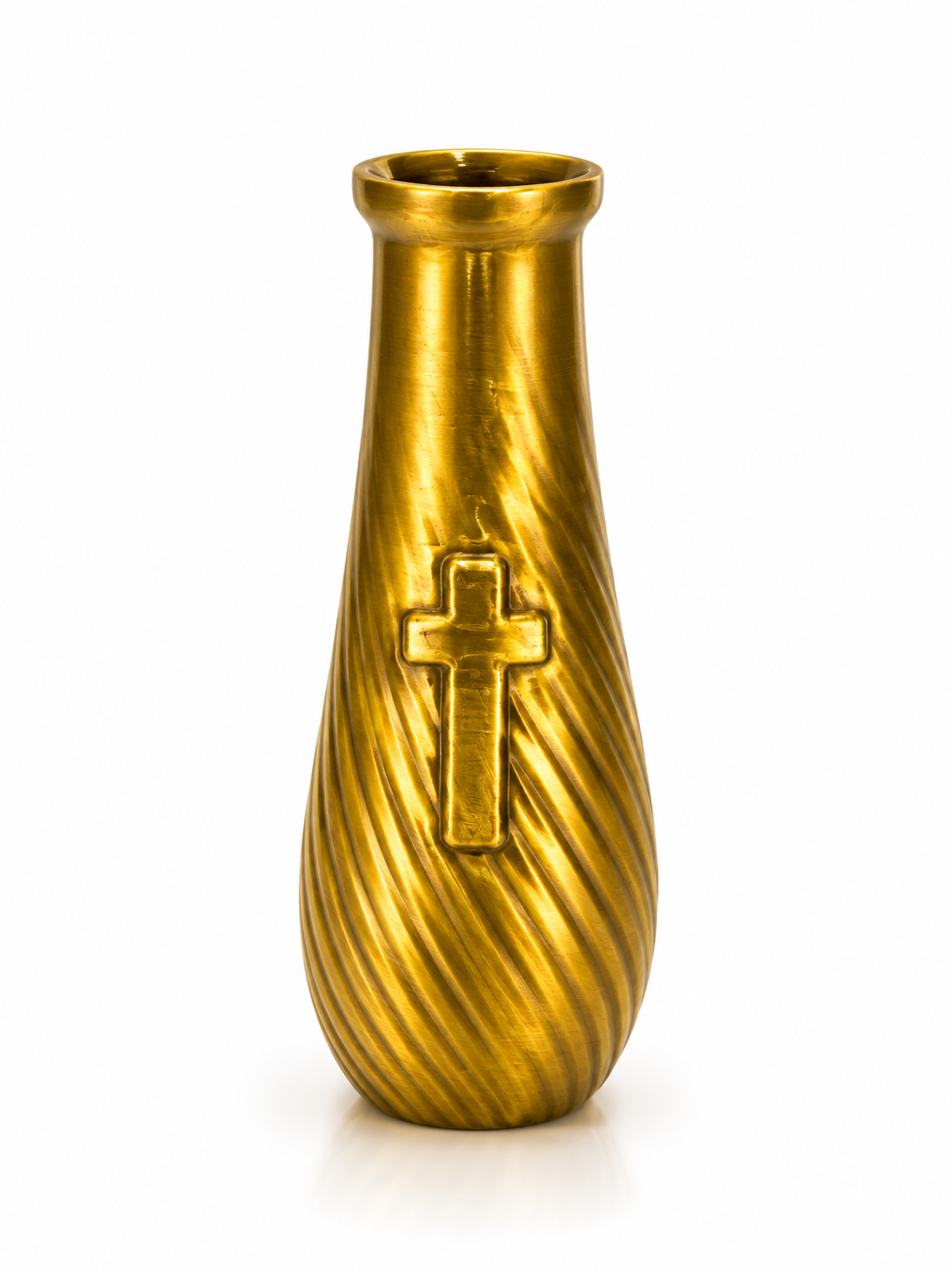 Vase soliflor funéraire spiral croix bronze
