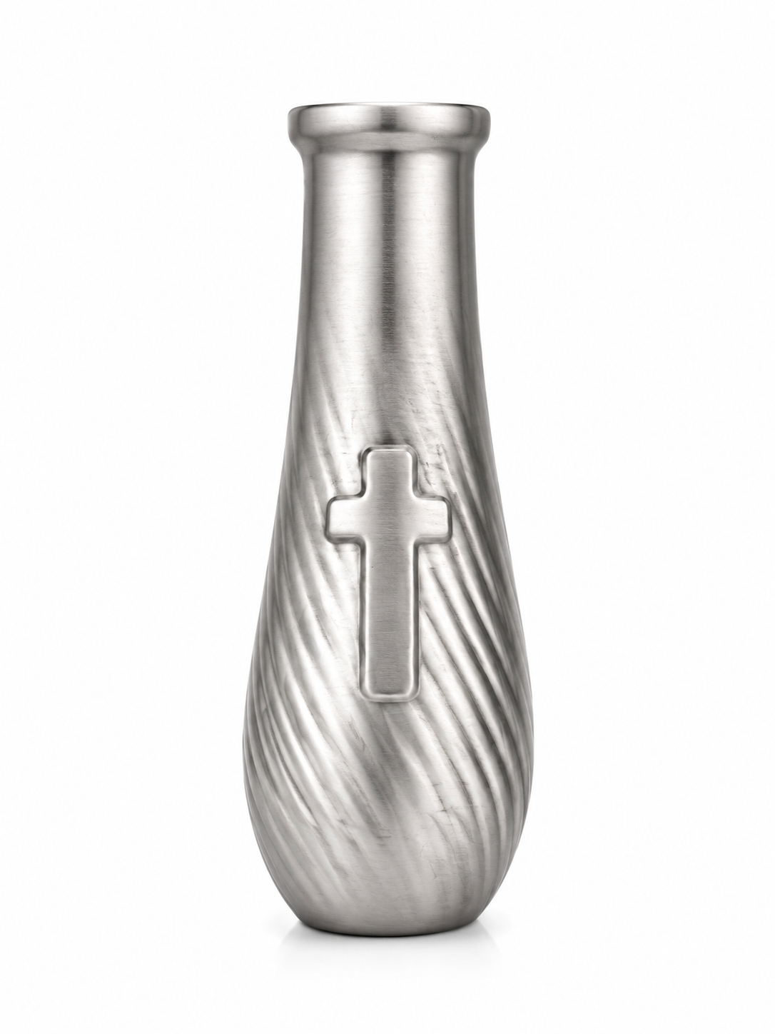 Vase soliflor funéraire croix argent