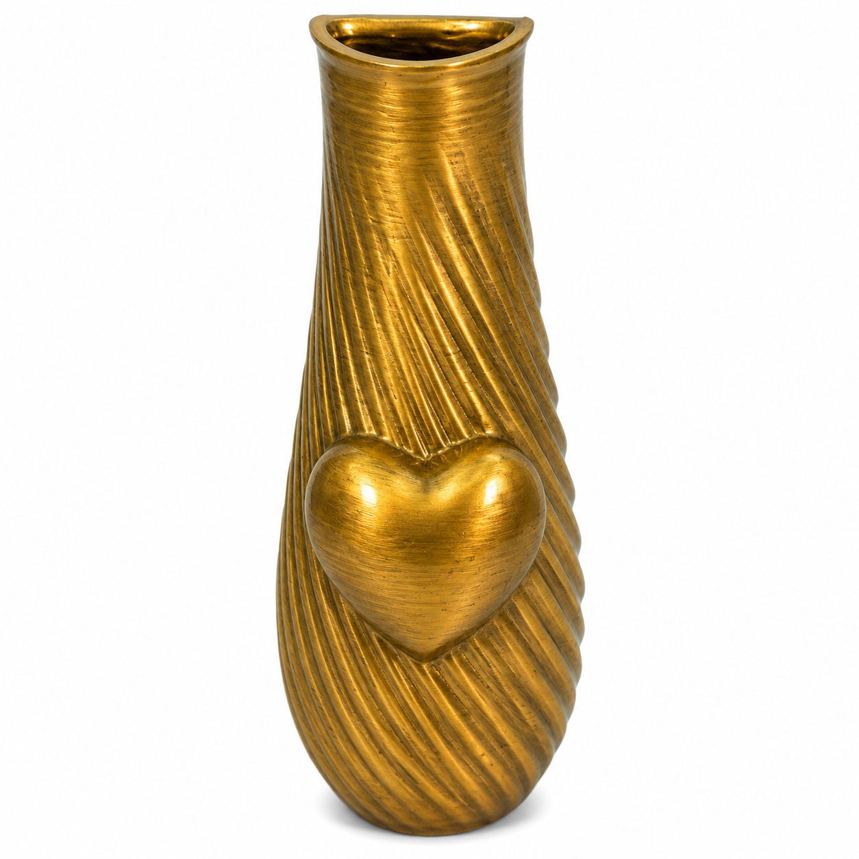 Vase soliflor funéraire spiral coeur bronze