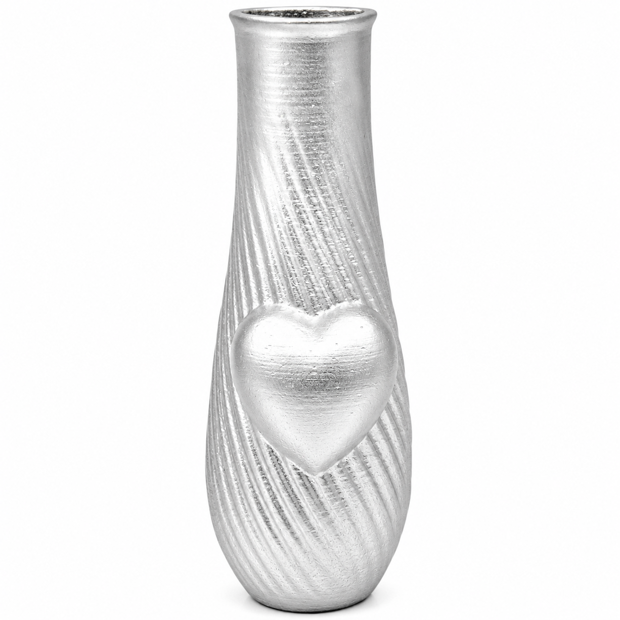 Vase soliflor funéraire spriral coeur argent