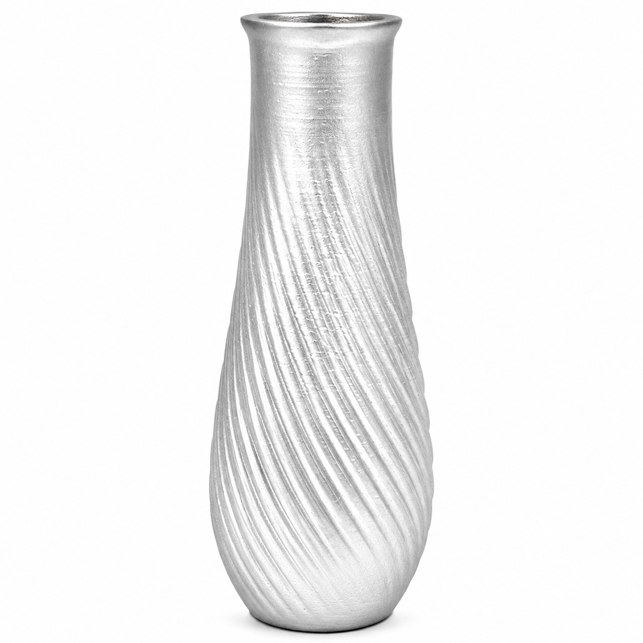 Vase soliflor funéraire spiral argent